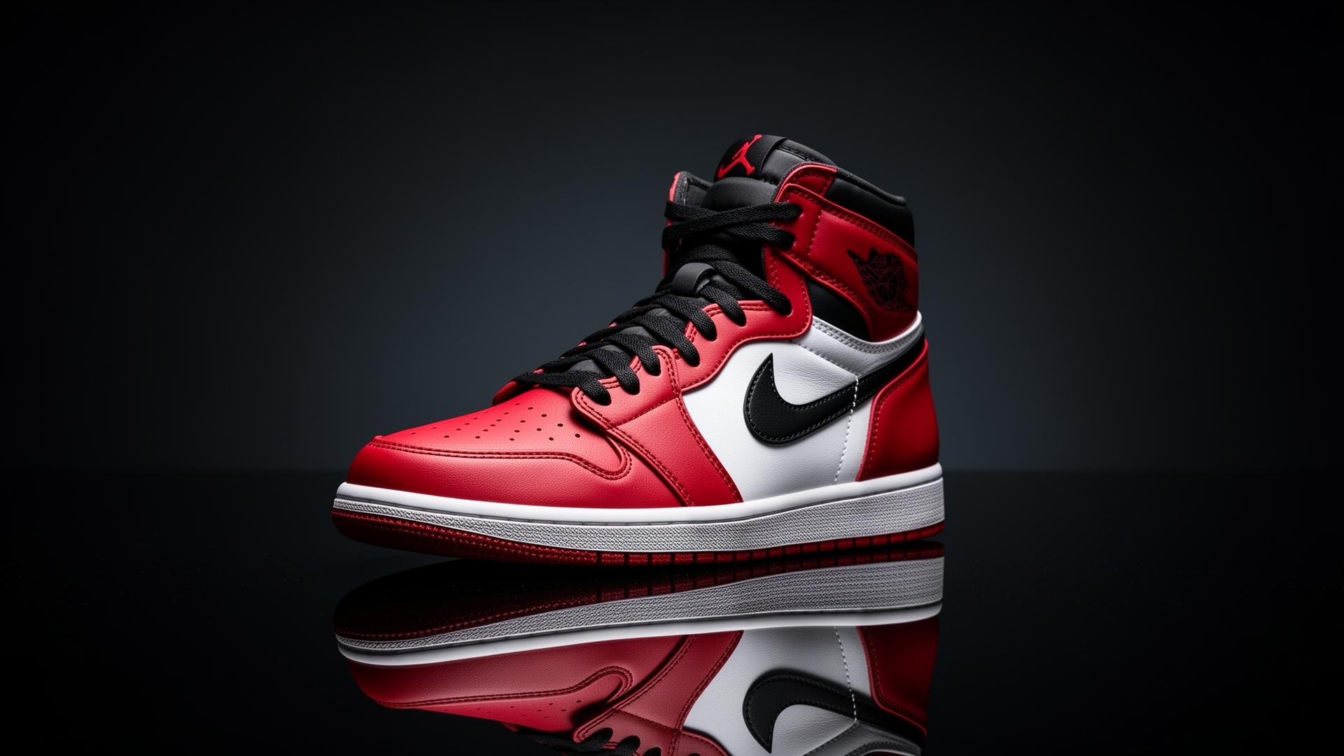 AZ TENIS — Air Jordan 1 rojo, blanco y negro sobre concreto pulido